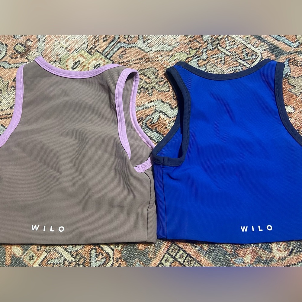 Wilo Longline Sports Bra in Purple and Blue, Sz XS. Set of 2 NWOT.